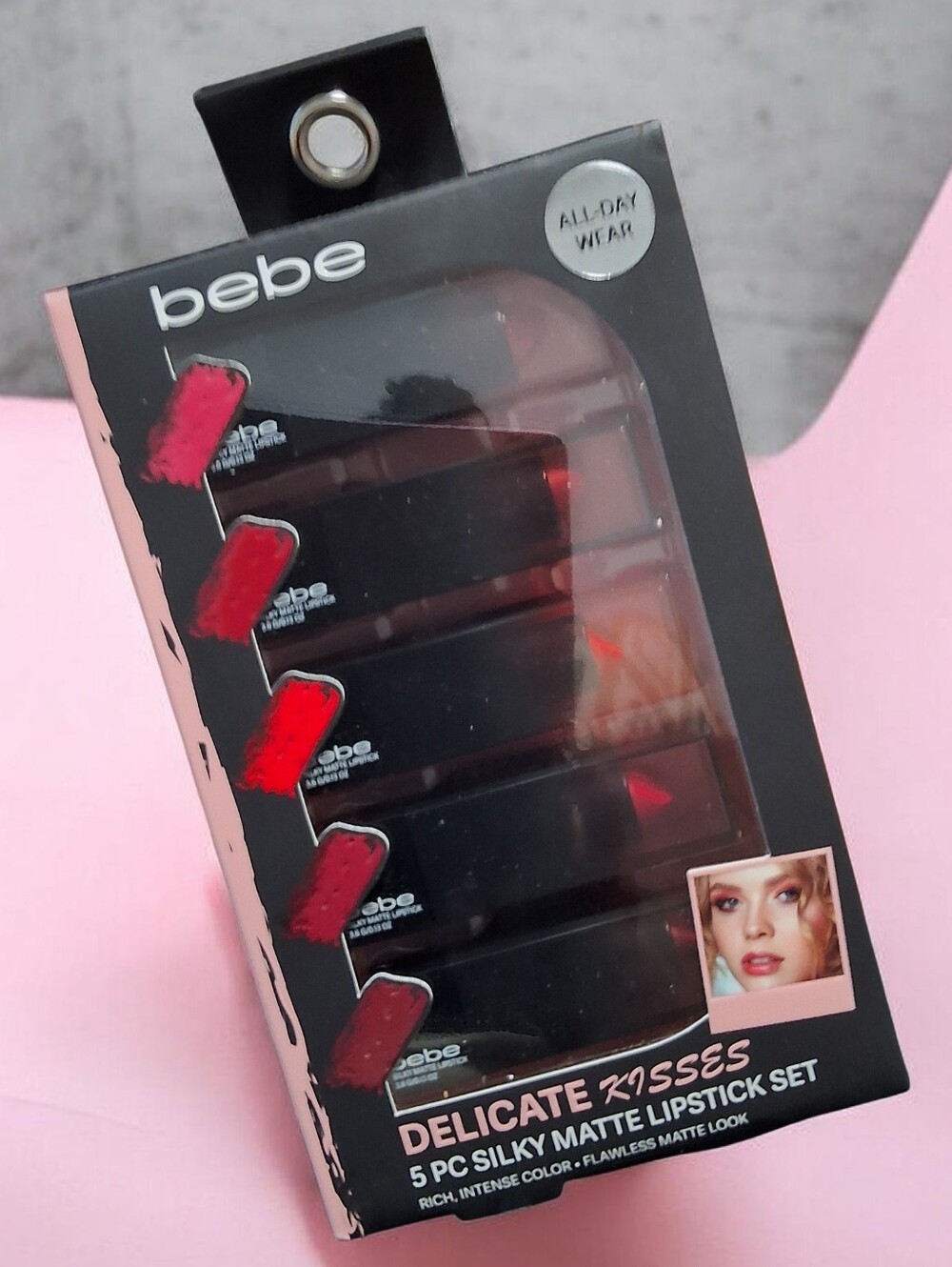 bebe 5-Piece Satin Matte Lipstick Set in Coral and Red Tones